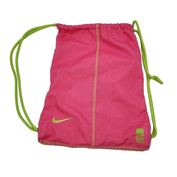 NIKE Pink Green White Sack Day Pack ~ Swoosh - Picture 2 of 3
